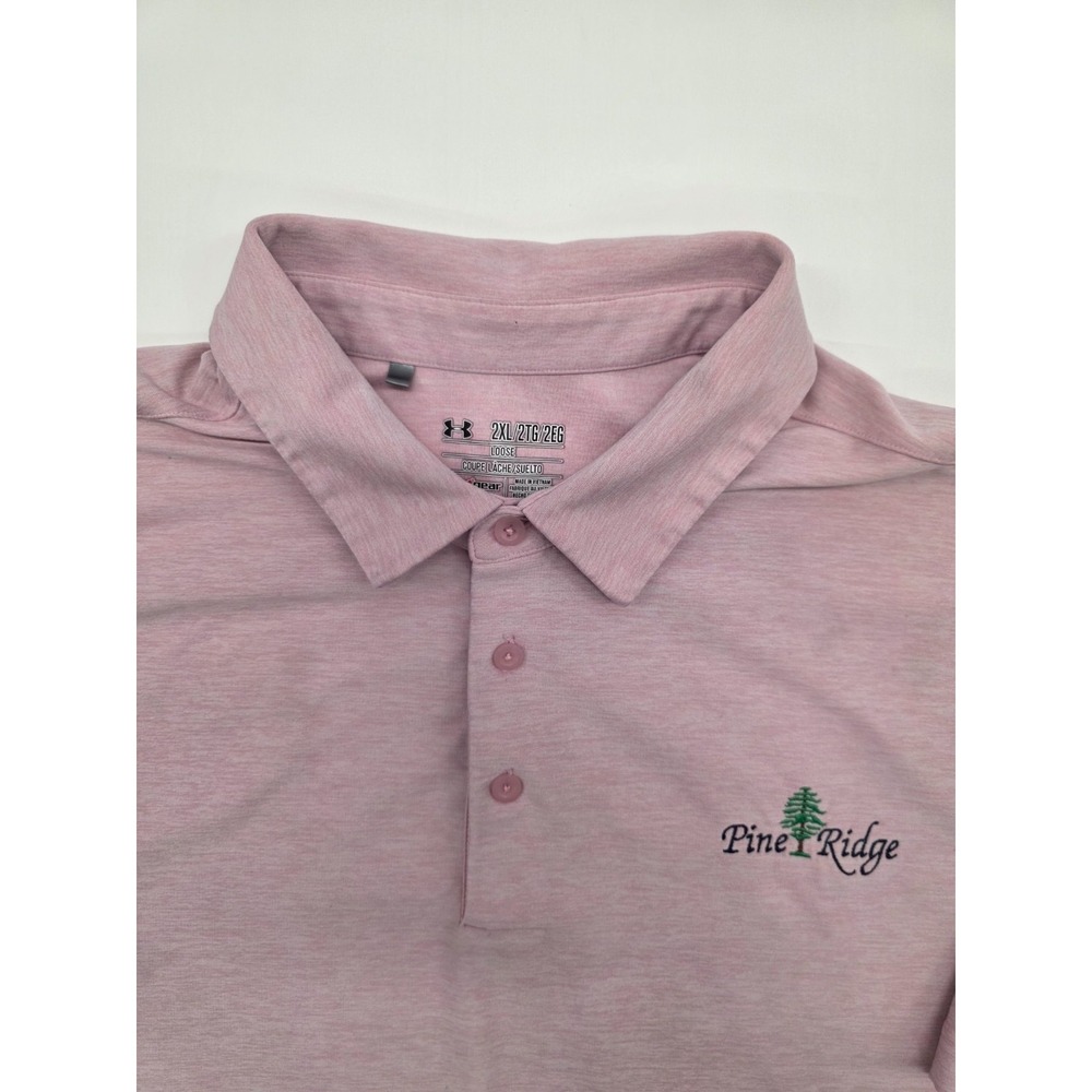 Pine Ridge Golf Under Armour Loose Heatgear Pink Polo Men's Shirt - 2XL - Picture 3 of 9